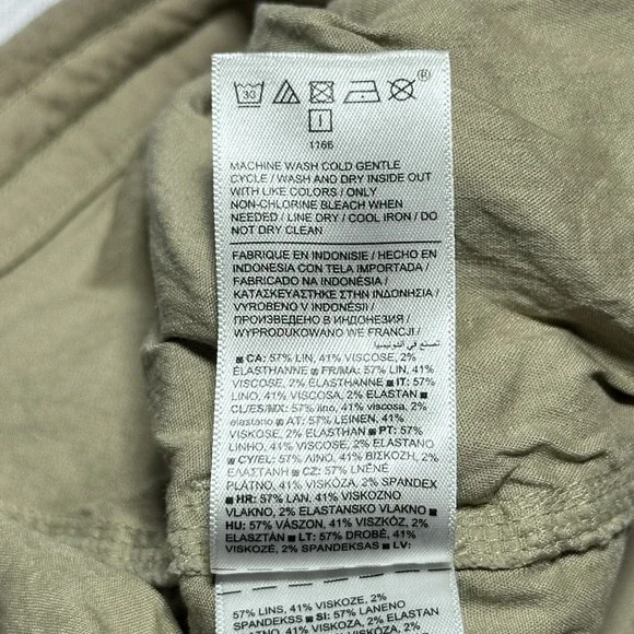 Athleta Paradise Straight Leg Cargo Pants Womens Small Khaki Linen Blend Stretch - Picture 6 of 15